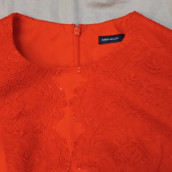 Karen Millen orange cotton stretch dress - Picture 3 of 9